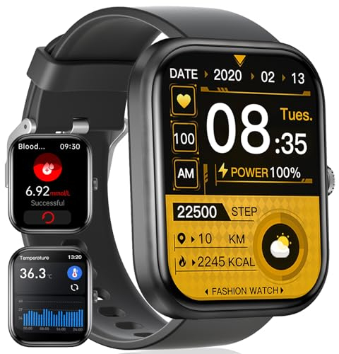 Smartwatch Damen Herren,2.01 Zoll Touchscreen Smart Watch mit Telefonfunktion,60 Tage Standby-Zeit,Fitnessuhr mit Herzfrequenz,Schlafmonitor,IP68 Wasserdicht Sportuhr Schrittzähler für Android iOS