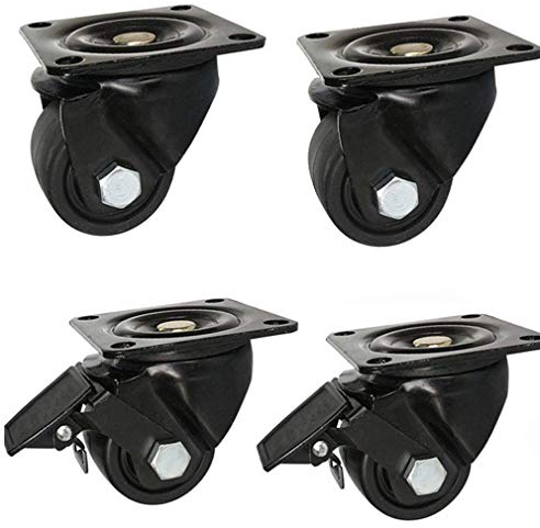 Schwerlastrolle, Lenkrolle, Möbel-Schwenkräder, Lenkrolle, 4 Stück, drehbar, Industrie-Lenkrolle, Möbelrollen aus Nylon, Schwarz, Schwerlast, 360°-Oberplatten, niedriger Schwerpunkt, verschl