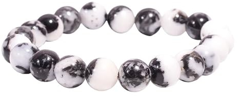 INFINITY GEMS Natürliches AAA-Zebra-Jaspis-Armband, 12 mm, Edelstein, dehnbares Armband | 7–7,5 Zoll Länge | Unisex-Armband | Armband mit runden Perlen | Männer/Frauen