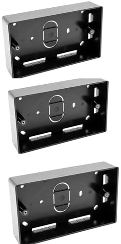Surface Mounted Electrical pattress Box, Double Installation, Black 2 Gang (3 PACK)