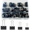 Set di 170 mollette pieghevoli, 15 mm/19 mm/25 mm/32 mm, colore nero, clip multiuso per documenti, clip in metallo, graffette di carta per scuola, cancelleria