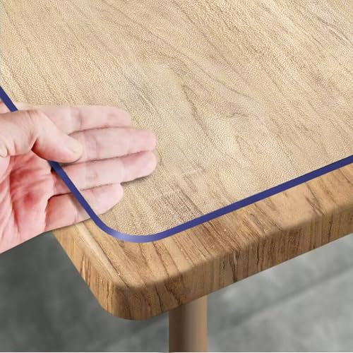 Royhom Frosted Clear Table Protector 60 x 100 cm, 1.5mm Thick Plastic Table Cover, PVC Table Protectors for Dining Room Tables, Desk Protector Mat, Waterproof Transparent Tablecloth