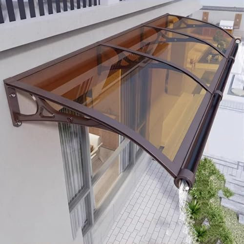 Vordach für Haustür aus Polycarbonat teal,Überdachungen mit Aluminiumhalterungen Kaffee,vordach hauseingang,UV-Schutz/Regenschutzvordach türüberdachung für Terrasse,Balkon (150 x 390cm)