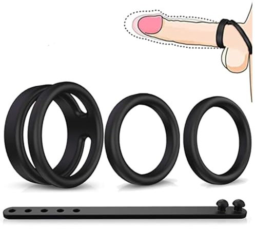 UMKW Lot de 4 bagues en silicone noires pour hommes - Conçu pour les hommes-54