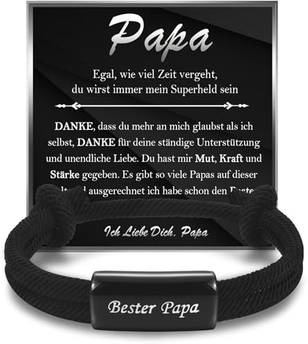 FAOMZQ Papa Geschenk, Paracord Armband mit Gravur für Vater, Geschenkideen für Papa, Bester Papa Armband Geschenke zum Vatertag Geburtstag Weihnachten Ruhestand