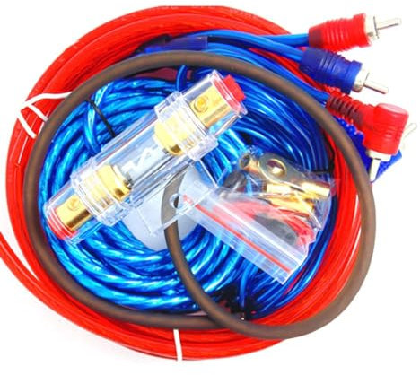 Ziiphon Kit de Cableado de Altavoces de Audio de 1500 W, 8GA, Cable de Subwoofer para Coche, Portafusibles de 60 Amperios, Cables de Instalación de Altavoces, 18GA