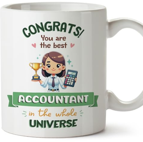 MUGFFINS Accountant Woman Mug - in English - Best in Universe Trophy - Funny Gift for Colleagues - Ceramic 11oz Mug