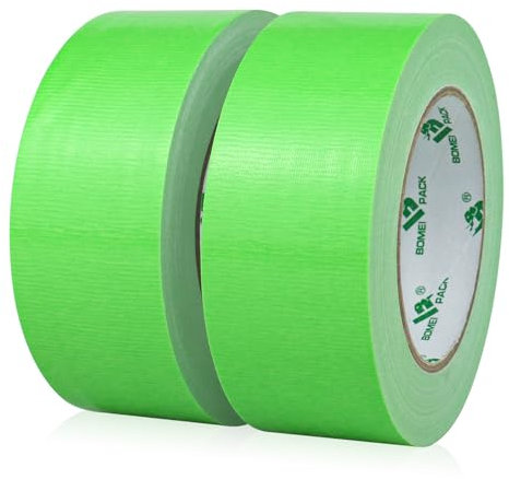 BOMEI PACK Grünes Panzertape Wasserfest 50 mm x 30 m - 2 Rollen hellgrün Panzertape Gewebeklebeband - Gewebeband - Panzerband Extra Stark - Duct Tape - Wasserdichtes Klebeband
