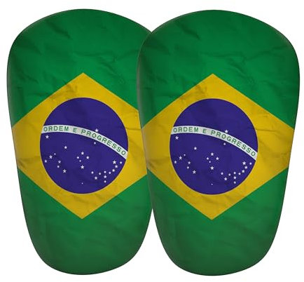 JDP Mini Schienbeinschoner, extra kleine Schienbeinschoner Fußball Herren, Anti-Rutsch Mini Schienbeinschoner Kinder Fussball, Fußball Schienbeinschoner klein 10x6 cm, Brasilien-Edition