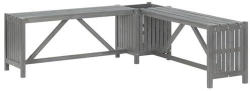 BOWEKAM Home & Garden-Garden Eckbank mit Pflanzgefäß 117 cm massives Akazienholz grau Möbelwahl