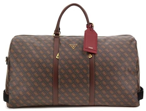 GUESS Pisa Double Zip Weekender Brown/Ochre/Burgundy