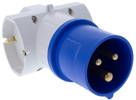Adattatore 2P+T 16A 250V CEE Spina Industriale + 3 Prese Schuko/Bipasso/EU, Prodotto Versatile, Bianco