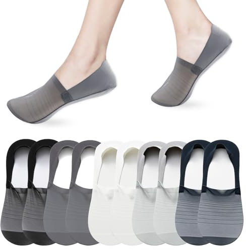 Soleeya 5 Paia Calzini Invisibili Uomo 39-44, Calze Invisibili Antiscivolo in Seta di Ghiaccio Morbidi e Traspiranti Calzini Fantasmini Uomo (IT, Numero, 39, 44, Regular, Regular, 5 Colori)