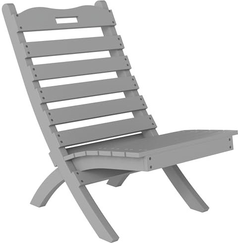 Outsunny Gartenstuhl aus Holz, Gartenstuhl mit Lamellen-Design und geneigter Rückenlehne, Belastung 120 kg, für Balkon, Terrasse, 78 x 48 x 76 cm, Grau