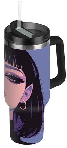 linqin Purple Vampire Vacuum Insulated Tumbler with Lid and Straw 40 oz Water Bottle with Strap Reusable Coffee Mug for School, Daycare, Camp