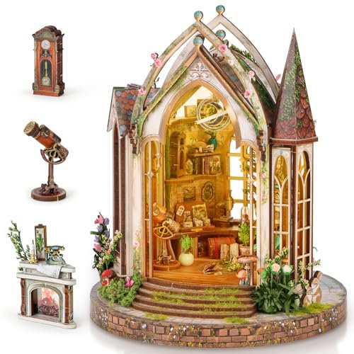 Ulikey Book Nook, Miniature da Costruire DIY Miniature House con Luce LED, Mobili, Fiore per Regali, Decorazione Della Libreria, Interazione tra Genitore e Bambino (Sunshine Lodge)