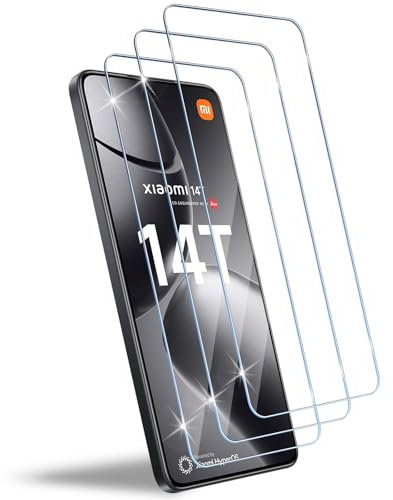 HidWee Protector Pantalla Compatible con Xiaomi 14T /14T Pro 5G Cristal Templado, 3 Piezas HD Protector de Pantalla, Sin Burbujas, Anti-Arañazos, Antihuellas, 9H Dureza Vidrio Templado