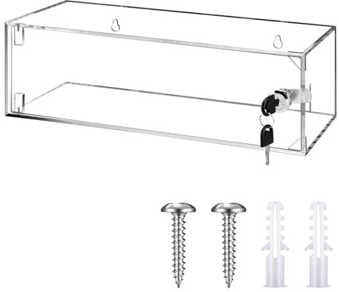 Wonderjune Kühlschrank-Medizin-Schlossbox mit Schlüsseln und Montagematerial, Wandhalterung, verschließbare Medikamentenbox, Acryl-Wandschrank, Erste-Hilfe-Set für Notfälle, Heimgebrauch (33 x 13 x 10