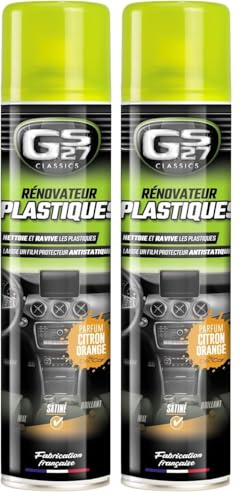 GS27 - Rénovateur Plastiques Voiture - Finition Satinée - Parfum Orange Citron Orange - Spray 400 ML (Lot de 2)