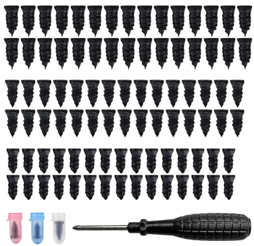 UYGTHI 90pcs Screw-In Tyre Repair Plugs Kit, 3 Sizes Self-Service Tyre Repair Screws with Colour-Coded Storage Boxes & Screwdriver, Emergency Puncture Repair for Car, Motorcycle & Truck