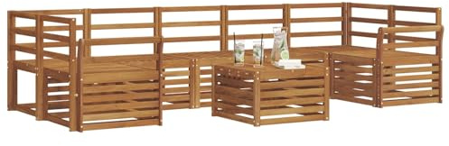 vidaXL Sofagarnituren 8 pcs Natur Massivholz Akazie, Elegantes Garten-Sofa, modernes Lounge-Set für draußen, langlebige Terrasse, gemütliche Sitzmöbel