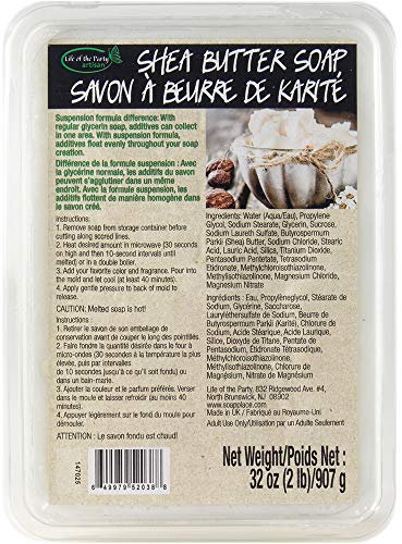 Life of the Party Shea Butter Suspension Soap Base, 2 lb, 52038 Sheabutter Seifenbasis, 0,9 kg, Weiß, 2 Pound