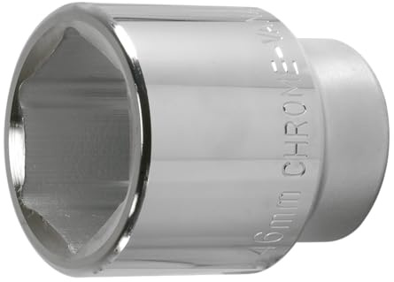 SW-Stahl 07675L-46 Steckschlüsseleinsatz 1 Zoll - 46 mm Sechskant | Nuss aus Chrom-Vanadium-Stahl, verchromt & mattiert, kurze Ausführung, 25 mm Antrieb, Premium-Qualität für Außensechskant