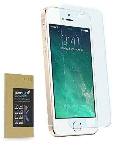 doupi Panzerfolie für iPhone SE / 5S / 5C / 5, Premium 9H Hartglas HD Display Schutz Glasfolie
