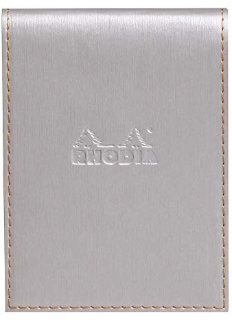 Rhodia 128201C Notizblock N.12 liniert mit Schutzhülle Kunstleder Silber