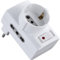 Electraline 70025 Adattatore triplo 2 prese bivalenti 10/16A e 1 schuko spina piccola 10A con interruttore riduttore