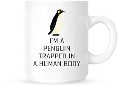 DottsMusic I'm A Penguin Trapped In A Human Body - Funny & Cute Ceramic Coffee Mug - 11 Oz, Great Gift Idea