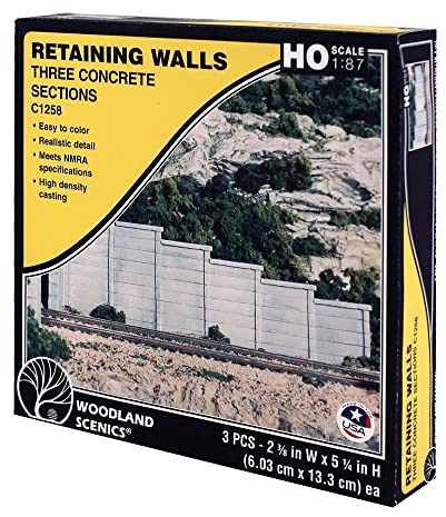 Woodland Scenics C1258 Betonstützmauern 3 Mauerteile Concrete Retaining Walls Spur HO H0 1:87
