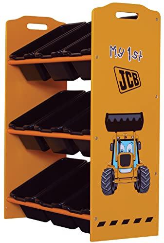 Kidsaw JCB JCB 9 Bin Storage Unit - Kids Storage - Digger Theme - Storage for Kids and Toddlers - Bedroom Furniture for Juniors - Yellow