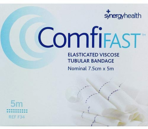 COMFIFAST Elasticated Viscose Tubular Bandage Blue Lines 7.5CMX5M (for Large Limbs) - 7.5CMX5M