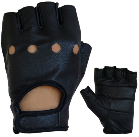 PROANTI Motorradhandschuhe Leder Chopper Auto Fingerlose Handschuhe - XXL