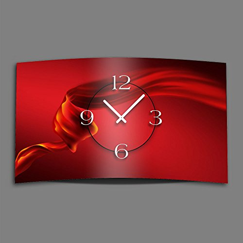 dixtime Abstrakt Seide rot Designer Wanduhr modernes Wanduhren Design leise kein Ticken 3D-0078