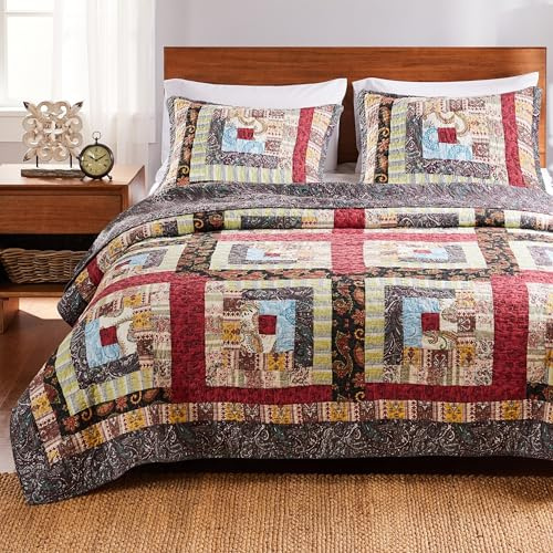 Greenland Home 100% Cotton Fashion Quilt Collection, Prewashed, Reversible Quilt Set, 3-Piece King/Cal King, Colorado Lodge