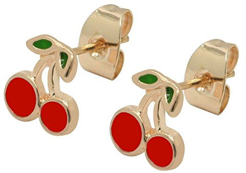 Soul-Cats 1 Paar Ohrstecker Kirschen roségold Ohrschmuck Ohrringe 60 70 Rockabilly, Größe: Ø 7 mm