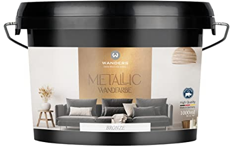 Wanders Metallic Wandfarbe Bronze 1 Liter moderne Metallic Effekt Wandfarbe in 9 exklusiven Farbtönen, Effektfarbe innen für Zuhause, Made in Germany