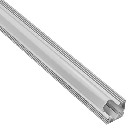 A19 LED Aluprofil Silber Eckprofil 90° LED-Schiene für LED-Streifen 1m opal | Für sauber eingelegte LED-Streifen mit geschützter Führung und gleichmäßiger Lichtverteilung, Abdeckung opal