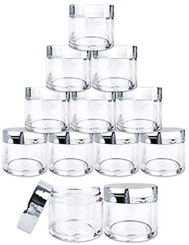Beauticom Lot de 12 bocaux ronds transparents avec couvercles plats argentés métallisés pour herbes, épices, thé en vrac, café et autres aliments - 30 g/30 ml - Sans BPA