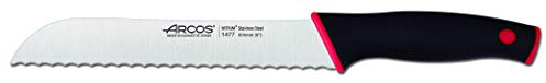 Arcos Serie Duo - Cuchillo Panero - Hoja serrada de 200 mm - Mango Color Negro Rojo