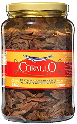 Sardellenfilets in Stücken in Sonnenblumenöl Gr. 720[6er Packungen].