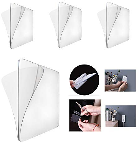 Double Sided Adhesive Tape Sticky Adhesive Clear Heavy Duty Glue Sheet Waterproof V/H/B Acrylic Super Strong Mounting Tape for Hooks Hangers Suction Cup (5PCS, 6X6CM)
