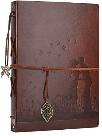 AIOR Hochzeit Fotoalbum zum Selbstgestalten, DIY Scrapbook Album Vintage Leder Fotobuch Gästebuch Fotoalben, Hochzeitsalbum Weihnachten Jahrestag Geschenke, Kuss