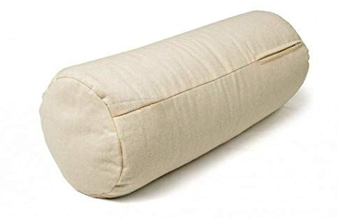 Rivestito in cotone Cuscino cervicale Rotondo a Forma di Noce di Grano saraceno Naturale Bolster Yoga Cuscino per Yoga -Cuscino Yoga Bolster - Rullo per Yoga - Cuscino Rullo Yoga