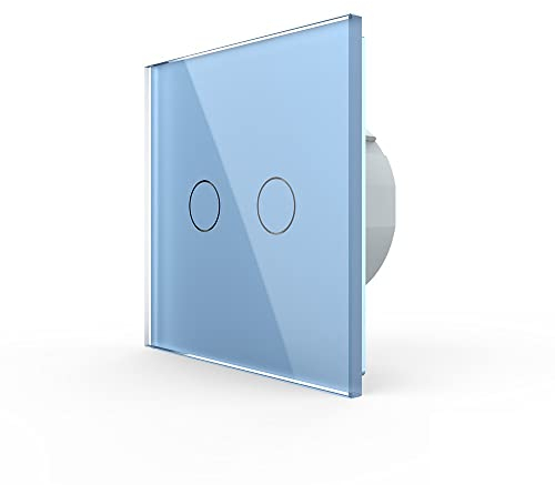 LIVOLO Wechselschalter Kreuzschalter Touch VL-C702S-19 Blau Bunt Lichtschalter Licht Schalter Wandschalter ein Fach an aus Glasrahmen Glas Blende