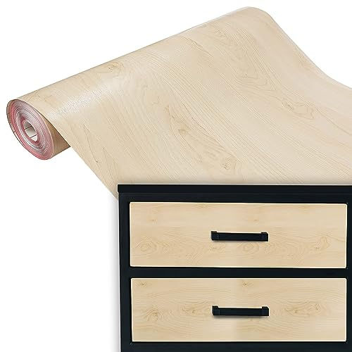 DecoMeister Klebefolien in Holz-Optik Holzfolien Deko-Folien Holzdekor Selbstklebefolie Möbelfolie Selbstklebend Holz Folie für Möbel nach Maß Holz-Maserung 90x100 cm Birke
