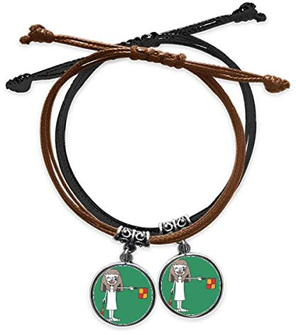 DIYthinker Handball Schiedsrichter zeigt Flagge Cartoon Mumie Armband Doppel Leder Seil Armband Paar Set Geschenk
