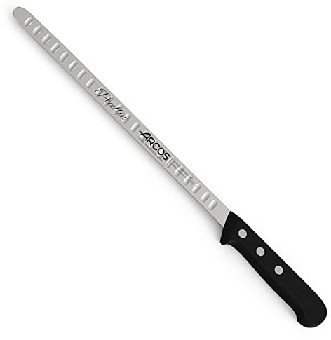 PECELLÍN Cuchillo Jamonero de 29 cm – Cuchillo de Hoja Flexible con Alveolos Para Cortar Patas y Paletas de Jamon Acero Inoxidable NITRUM Proteccion Bacteriana Bactiproff Silver
